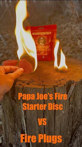 Papa Joe's 100% Waterproof Fire Starter (15 Disc) Up to 60 Fires | 8-10 Minute Burn Instant Light | Fire Pits, Grills, Survival | for Emergency Kits | Handmade in USA Camping Accessories in Saudi Arabia