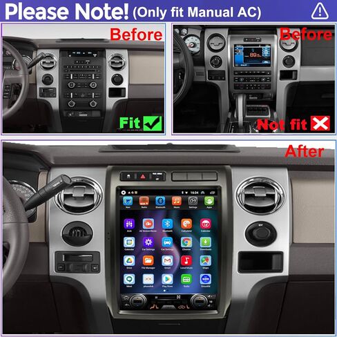 لراديو Ford F150 2009 2010 2011 2012 ترقية، نظام ستيريو وحدة المعالجة المركزية 8 النواة، شاشة لمس 12.1 بوصة، Carplay وAndroid Auto، كاميرا مجانية (تناسب التيار المتردد اليدوي فقط!) in Kuwait