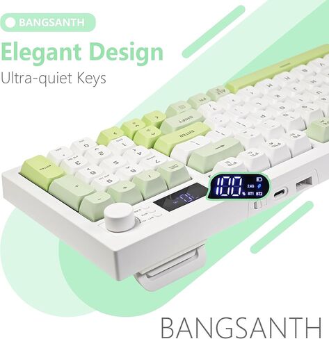 Wireless Keyboard, Quiet Keyboard for Work, Tri-Mode BT5.0/2.4GHz/USB-C, Creamy Keys with RGB Backlight, 94-Key, Anti-ghosting Keys, Compatible with PC, Mac, Gaming Consoles in Kuwait