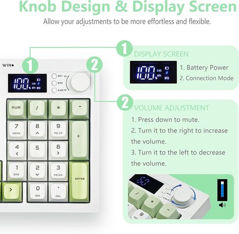 Wireless Keyboard, Quiet Keyboard for Work, Tri-Mode BT5.0/2.4GHz/USB-C, Creamy Keys with RGB Backlight, 94-Key, Anti-ghosting Keys, Compatible with PC, Mac, Gaming Consoles in Kuwait