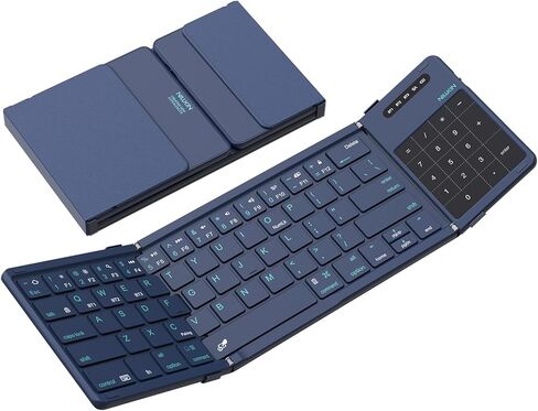 Nillkin Pocket Foldable Wireless Keyboard with Touchpad Number Pad for Travel Trip Meeting for Tablets Fold Phone Laptop PC, Full Size (Small) Magnetic Folding Keyboard (Blue) in Saudi Arabia