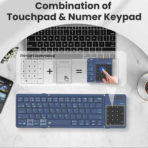 Nillkin Pocket Foldable Wireless Keyboard with Touchpad Number Pad for Travel Trip Meeting for Tablets Fold Phone Laptop PC, Full Size (Small) Magnetic Folding Keyboard (Blue) in Saudi Arabia