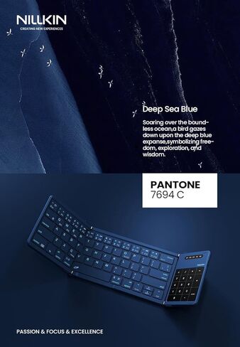 Nillkin Pocket Foldable Wireless Keyboard with Touchpad Number Pad for Travel Trip Meeting for Tablets Fold Phone Laptop PC, Full Size (Small) Magnetic Folding Keyboard (Blue) in Saudi Arabia