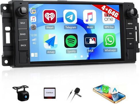 [4+64G] Android 15 Car Stereo for Jeep Wrangler JK 2007-2018 Dodge Ram 1500 2008-2012 with Wireless Carplay&Android Auto,7 Inch Car Radio with Mirror Link Bluetooth FM/RDS WiFi GPS EQ SWC in Saudi Arabia