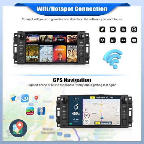 [4+64G] Android 15 Car Stereo for Jeep Wrangler JK 2007-2018 Dodge Ram 1500 2008-2012 with Wireless Carplay&Android Auto,7 Inch Car Radio with Mirror Link Bluetooth FM/RDS WiFi GPS EQ SWC in Saudi Arabia