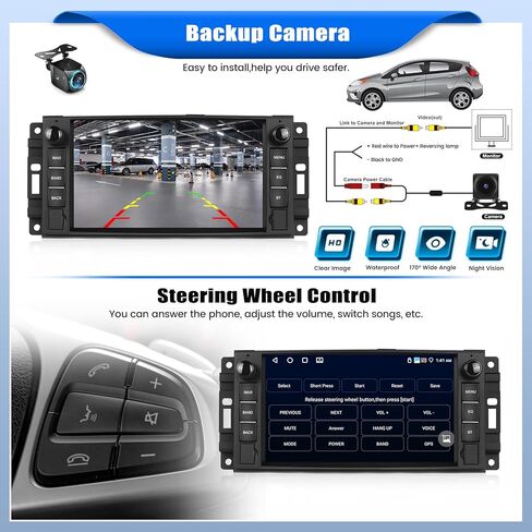 [4+64G] Android 15 Car Stereo for Jeep Wrangler JK 2007-2018 Dodge Ram 1500 2008-2012 with Wireless Carplay&Android Auto,7 Inch Car Radio with Mirror Link Bluetooth FM/RDS WiFi GPS EQ SWC in Saudi Arabia