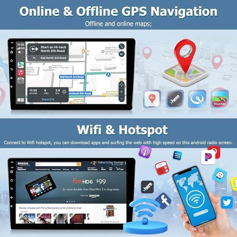 راديو أندرويد لسيارة شيفروليه سيلفرادو 1500 2500 3500 2008-2013 مع Carplay اللاسلكي/Android Auto، راديو السيارة ستيريو 10 بوصة شاشة تعمل باللمس لكورولا مع نظام ملاحة GPS/بلوتوث/كاميرا احتياطية 2+32 جيجا in Kuwait
