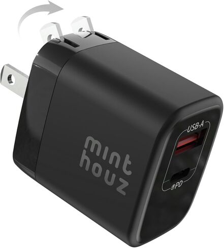 شاحن شحن سريع 35 وات USB C من مينثوز، شاحن نانو ثنائي المنفذ مع قابس قابل للطي لسلسلة iPhone 17/16/15 وiPad وGalaxy S24 Ultra والمزيد in Saudi Arabia