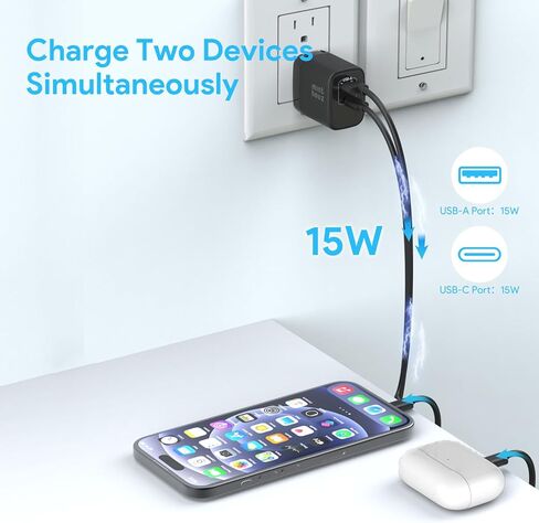 شاحن شحن سريع 35 وات USB C من مينثوز، شاحن نانو ثنائي المنفذ مع قابس قابل للطي لسلسلة iPhone 17/16/15 وiPad وGalaxy S24 Ultra والمزيد in Saudi Arabia