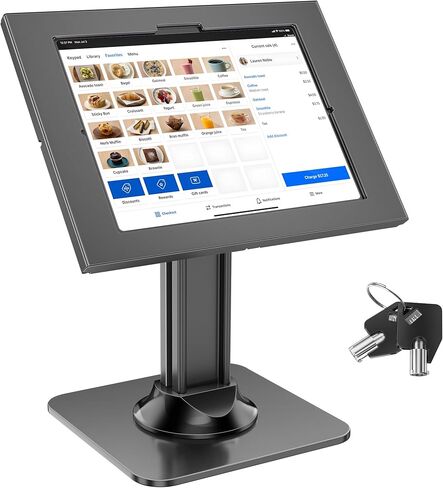 AboveTEK Anti-Theft iPad Kiosk Stand – POS iPad Security Mount with 360° Swivel & 75° Tilt, Heavy Duty Tablet Kiosk Desk Holder for Retail & Business POS Systems (Black) in Saudi Arabia