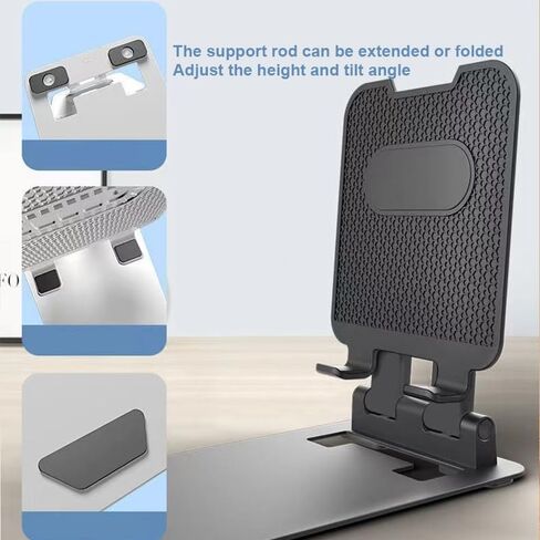 Tablet Holder Solid Sturdy Stand, Phone Holder for Desk,Foldable & Adjustable,360° Swivel Bracket,Compatible with iPhone, iPad, Surface Pro, Portable Monitor 7" - 15.6" Super Sturdy, Black in Saudi Arabia