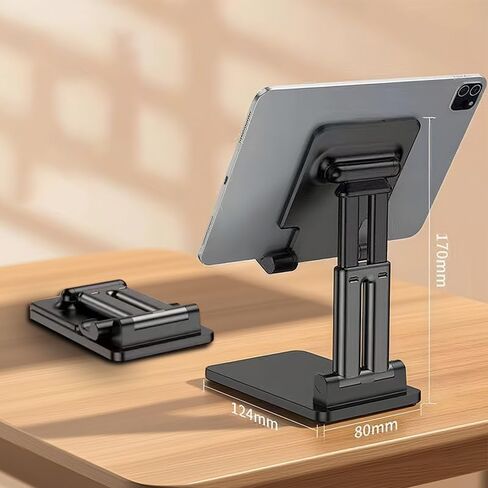 Tablet Holder Solid Sturdy Stand, Phone Holder for Desk,Foldable & Adjustable,360° Swivel Bracket,Compatible with iPhone, iPad, Surface Pro, Portable Monitor 7" - 15.6" Super Sturdy, Black in Saudi Arabia