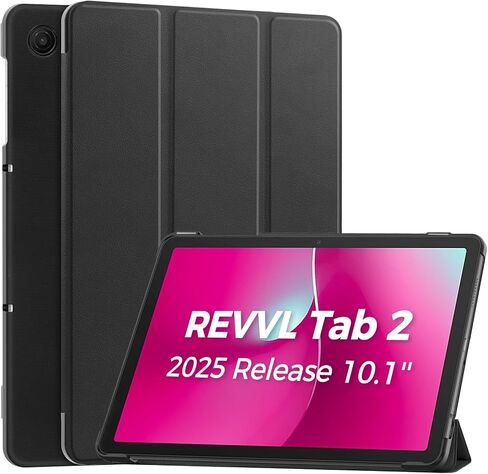 ProCase Slim Case for T-Mobile REVVL Tab 2 (2025 Release, 10.1"), Stand Hard Shell Cover, Foldable PU Leather Tablet Case -Black in Saudi Arabia