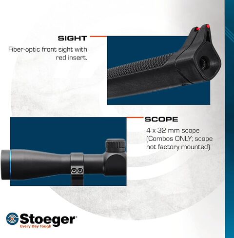 مجموعة مسدسات الهواء المدمجة Stoeger S3000-C - عيار .177 - مجموعة من الخشب الصلب مع مشاهد من الألياف الضوئية - تتضمن نطاق 4 × 32 in Kuwait