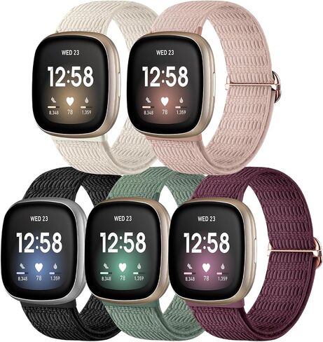 Elastic Bands Compatible with Fitbit Versa 4/Fitbit Versa 3/Fitbit Sense 2 Strap Women Men, Soft Elastic Nylon Sport Replacement Band for Versa 4/Versa 3/Sense in Saudi Arabia