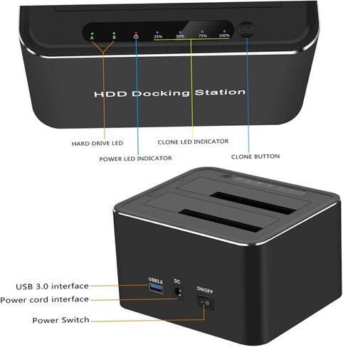 قاعدة القرص الصلب jojofuny قارئ قاعدة تخزين Ssd خارجي لا يتطلب سائق، يدعم وظيفة استنساخ USB، قابس أمريكي in Kuwait