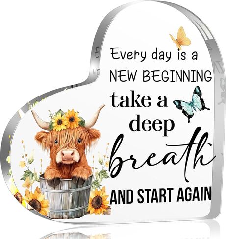 Highland Cow Gifts for Women Men Highland Cow lovers, Cow Decorations for Home, Live Like Someone Left The Gate Open Sign Decor for Farm Bathroom Bedroom, Motivational Acrylic Sign Gifts for Friends in Saudi Arabia