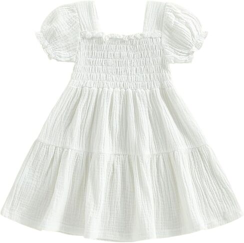 Toddler Dress Baby Girl Summer Clothes Puff Sleeve Smocked Boho Princess Dresses Casual Infant Sundress Holiday in Saudi Arabia