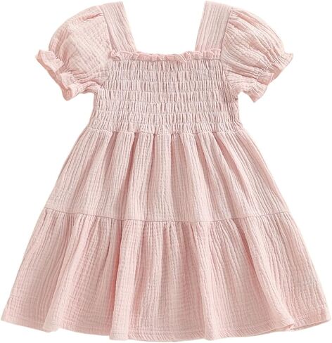 Toddler Dress Baby Girl Summer Clothes Puff Sleeve Smocked Boho Princess Dresses Casual Infant Sundress Holiday in Saudi Arabia