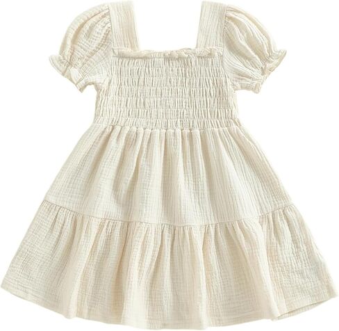 Toddler Dress Baby Girl Summer Clothes Puff Sleeve Smocked Boho Princess Dresses Casual Infant Sundress Holiday in Saudi Arabia