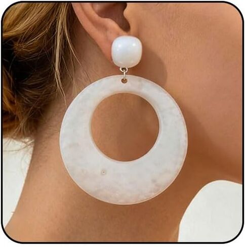 60s 70s Earrings for Women Acrylic Red Hot Pink White Earrings for Women Dangle Retro Disco Earring 70s Accessories Women Big Round Circle Drop Dangle Vintage Groovy Earring 90s 80s 60s Jewelry in Saudi Arabia
