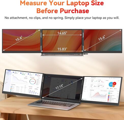 موسع شاشة الكمبيوتر المحمول HotYeah (Windows فقط)، شاشة مزدوجة ممتدة 15.6 بوصة 1080 بكسل، شاشة سفر USB-C لأجهزة الكمبيوتر المحمول مقاس 12-17 بوصة، شاشة محمولة ثلاثية مع مسند ودوران 240 درجة، اتصال كابل واحد in Kuwait