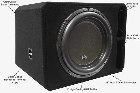 Harmony Audio HA-ML1X18D2 مضخم صوت مزدوج 2-OHM Monolith Series 18 بوصة بقدرة 3000 وات RMS مزود بفتحات تهوية صندوق حاوية فرعية in Kuwait