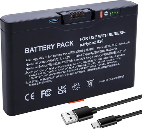 بطارية قابلة لإعادة الشحن بقدرة 5000 مللي أمبير في الساعة متوافقة مع PartyBox Stage 520 720 موديل FG2CELL21700 مكبر صوت بلوتوث محمول، سعة ترقية 21.6 فولت 108 وات في الساعة بطارية احتياطية عالية السعة مع منفذ من النوع C in Saudi Arabia