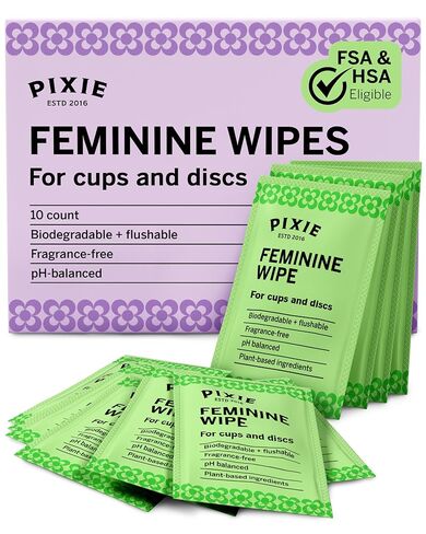 Menstrual Cup Wipes - On The Go Public Bathroom Feminine Wipes - Safe On Period Cups & Menstrual discs - Biodegradable, Flushable, Ph Balanced (20 Count) in Saudi Arabia