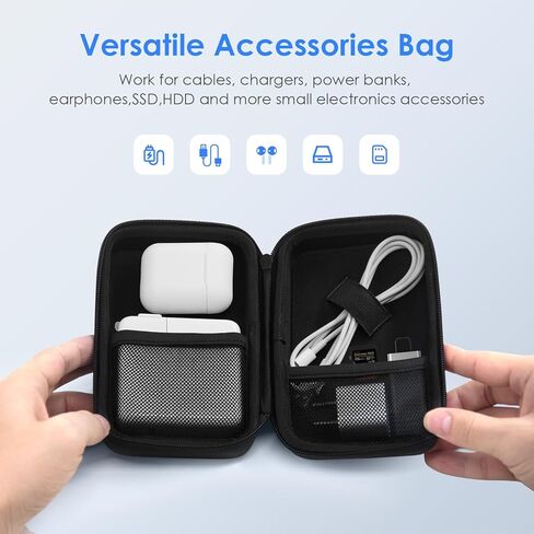 LENTION Travel Cable Organizer, EVA Waterproof Charger Organizer Electronics Tech Pouches for Organization, Cord Storage, Power Bank, SD Card, Phone Charger, Earphone, Hard Drive, Mouse in Saudi Arabia