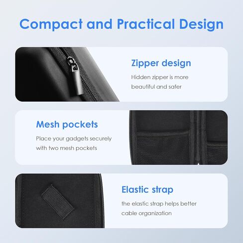 LENTION Travel Cable Organizer, EVA Waterproof Charger Organizer Electronics Tech Pouches for Organization, Cord Storage, Power Bank, SD Card, Phone Charger, Earphone, Hard Drive, Mouse in Saudi Arabia