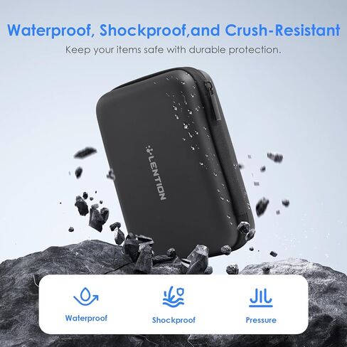 LENTION Travel Cable Organizer, EVA Waterproof Charger Organizer Electronics Tech Pouches for Organization, Cord Storage, Power Bank, SD Card, Phone Charger, Earphone, Hard Drive, Mouse in Saudi Arabia