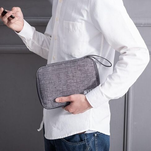 Cable Organizer Bag for Accessories, Travel Cord Organizer Bag for Small Charging Cord Storage, Grey in Saudi Arabia