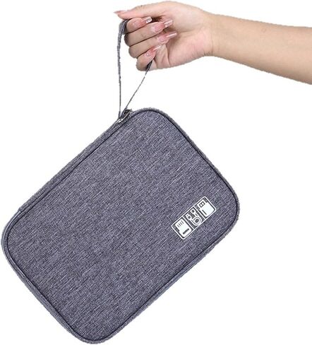 Cable Organizer Bag for Accessories, Travel Cord Organizer Bag for Small Charging Cord Storage, Grey in Saudi Arabia