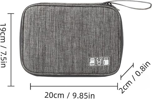 Cable Organizer Bag for Accessories, Travel Cord Organizer Bag for Small Charging Cord Storage, Grey in Saudi Arabia