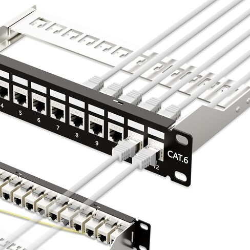 لوحة تصحيح iwillink 10 جيجابت في الثانية 24 منفذًا، RJ45 من خلال لوحة توصيل Cat6، لوحات تصحيح محمية STP مقاس 19 بوصة 1U مع شريط خلفي، حامل على الحائط أو حامل حامل، متوافق مع كابلات Cat5، Cat5e، Cat6 in Saudi Arabia