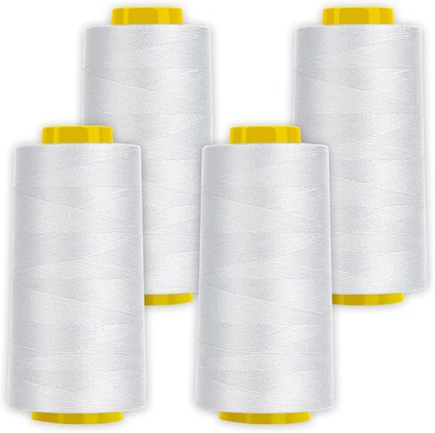 Serger Thread Cones 4 عبوات من الخيوط الرمادية للخياطة - 3000 ياردة لكل خيط خياطة رمادي 40S/2 خيط بوليستر عالي السرعة لآلات خياطة اللحف والخياطة، خيط خياطة لجميع الأغراض in Kuwait