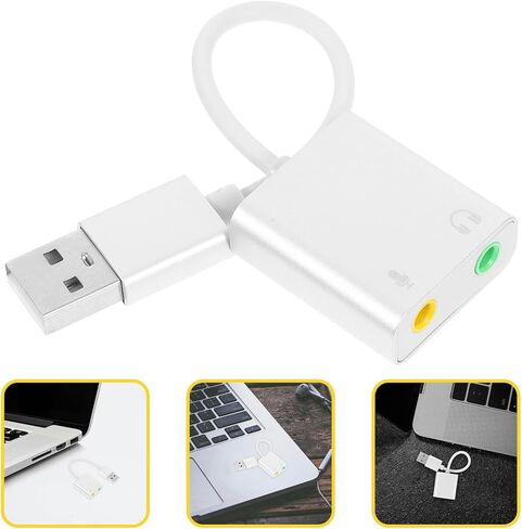 محول بطاقة صوت خارجي USB مع ميكروفون للكمبيوتر الشخصي ومقبس سماعة الرأس، ومحول صوت ستيريو لشاشة الألعاب والكمبيوتر، وواجهة صوت فضية للبث عبر الإنترنت وKtv in Kuwait