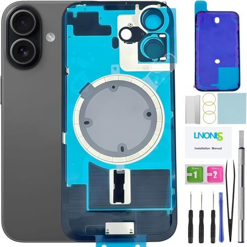 17 Back Glass Replacement for iPhone 17 Rear Back Cover Glass with Frame Magesafe Waterproof Professional Repair Tool Kit (Mist Blue) in Saudi Arabia