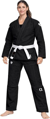 Alpha GI - Premium BJJ Kimono ، نسج اللؤلؤ المتين و RIP ، يشمل حزامًا وحقيبة أبيض in Kuwait