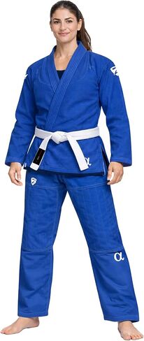 Alpha GI - Premium BJJ Kimono ، نسج اللؤلؤ المتين و RIP ، يشمل حزامًا وحقيبة أبيض in Saudi Arabia