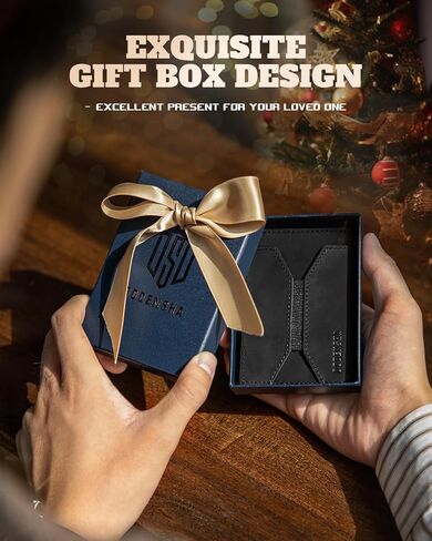 for Magsafe Wallet Stand Men: Magnetic Minimalist Phone Wallet for 5+ Cards&8 Cash - Full Grain Leather Strong Magnet Card Holder for iphone 16/15/14/13/12 Series, Not for 13/12 mini (Black) in Saudi Arabia