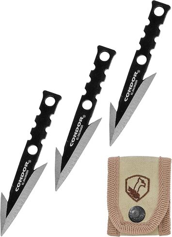 Condor Tool & Knife Pocket Pike Fishing Tactical Spear Set - 1075 High Carbon Steel - Pocket Sized Hunting Spear for Outdoor Activities - Ballistic Nylon Sheath - 2.8in Blade - 1.8oz in Saudi Arabia