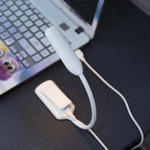 مصباح قراءة Ciieeo USB قابل لإعادة الشحن LED للعناية بالعين مع مشبك، أبيض 88 × 40 × 220 مم، ضوء دراسة ليلي محمول لغرفة النوم واستخدام النوم in Kuwait