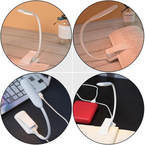 مصباح قراءة بمشبك LED قابل لإعادة الشحن USB من VICASKY، مصباح كتاب بلاستيكي أبيض 88 × 40 × 220 مم، ضوء ليلي للعناية بالعين للدراسة والنوم والاستخدام بجانب السرير in Kuwait