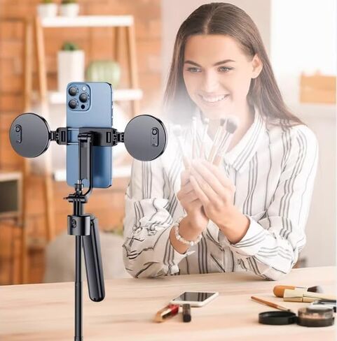 حامل ثلاثي لتتبع الوجه تلقائيًا لهاتف iPhone مع ضوء، دوران 360 درجة يتبع حركتك، حامل ثلاثي القوائم لكاميرا الهاتف مع جهاز تحكم عن بعد لمنشئ المحتوى وتسجيل الفيديو المباشر in Kuwait