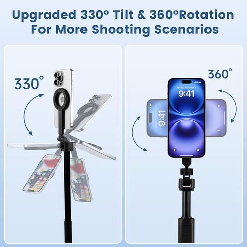 Magnetic Phone Tripod for iPhone MagSafe, 67" Selfie Stick for iPhone with Remote, Portable Travel Tripods Stand for Vlogging/Recording/Content Creation, Selfie Stick with Metal Ring for Android in Saudi Arabia