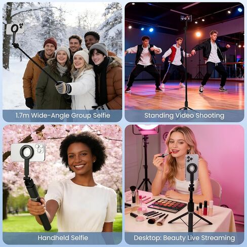 Magnetic Phone Tripod for iPhone MagSafe, 67" Selfie Stick for iPhone with Remote, Portable Travel Tripods Stand for Vlogging/Recording/Content Creation, Selfie Stick with Metal Ring for Android in Saudi Arabia