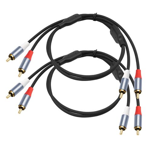 3FT 2 RCA ذكر إلى 2 RCA ذكر كابلات 2-حزمة، موصلات مطلية بالذهب ودرع مزدوج لتقليل الضوضاء، كابل صوت مجدول من النايلون للمسرح المنزلي، ستيريو، تلفزيون، أدوات in Kuwait