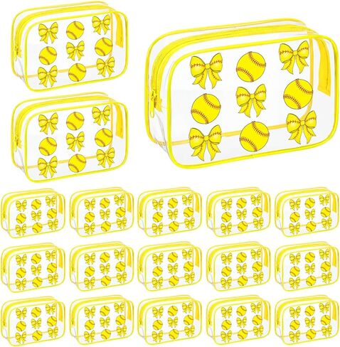 Sunnymove 18 Pcs Basketball Clear Makeup Bags 7 x 4.7 x 2.4 Inch Basketball Goodie Gift Bags Waterproof PVC Cosmetic Pouch with Zipper Portable Travel Pouch Organizer for Team Gift & Sport Party Favor in Saudi Arabia
